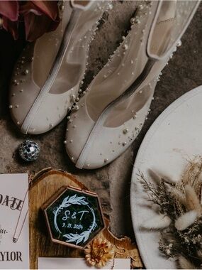Cream Pearl-Embellished Women’s Heeled Booties